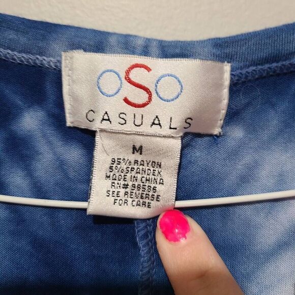 OSO Casuals Womens Blue Tie Dye Tunic Detail Scoop neck Size M - Picture 4 of 7